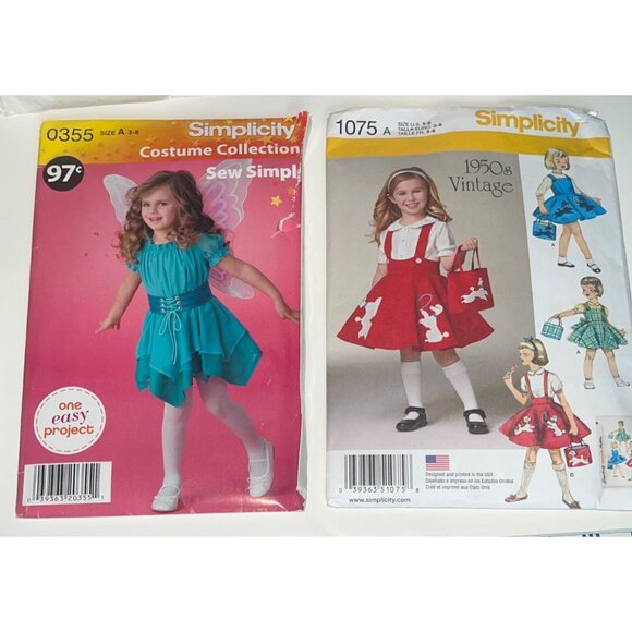 Sewing Patterns Costumes for Girls Dresses Dance Princess Halloween Lot of 6 Cut - Picture 1 of 7
